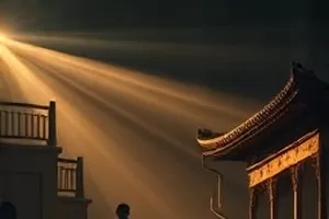 《旧书店奇遇》封面，木质书架与堆叠旧书