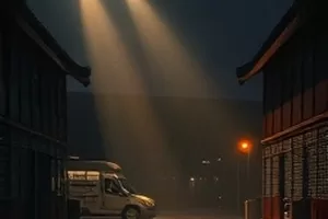 《沙漏之城》封面，倒置沙漏与城市天际线叠影